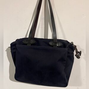 Filson navy blue twill briefcase tote bag